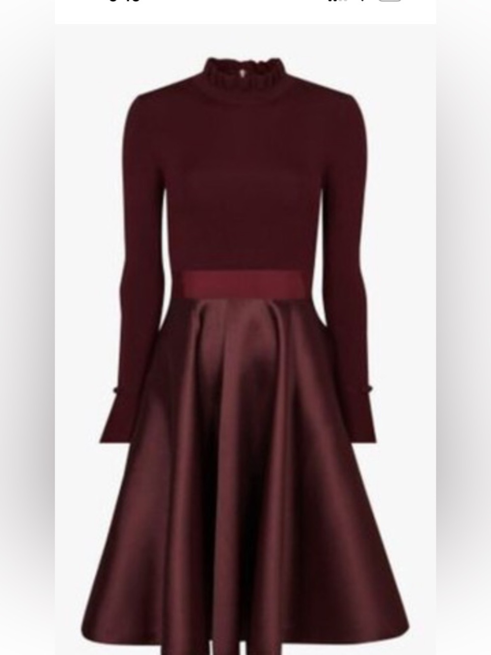 Ted Baker Burgundy Long Sleeve Fit-and-Flare Dress